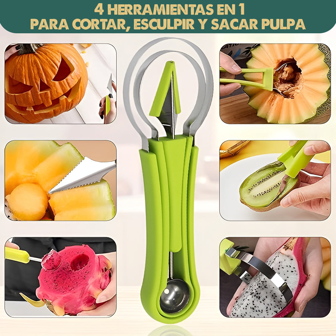 FruitMaster 4 en 1 | Cortar, esculpir y extraer pulpa en un solo set