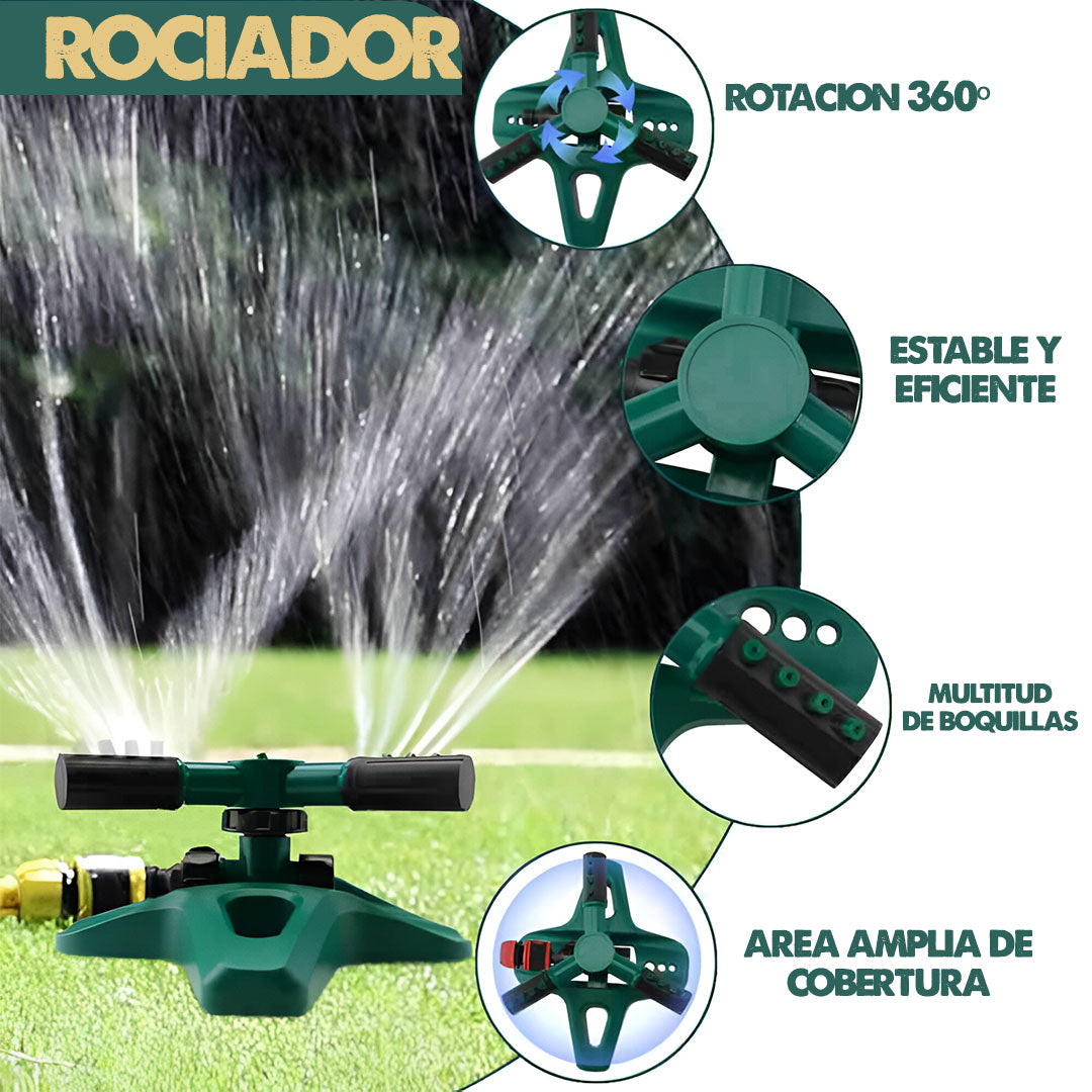 360 AquaSpray | Rociador giratorio transforma tu jardín