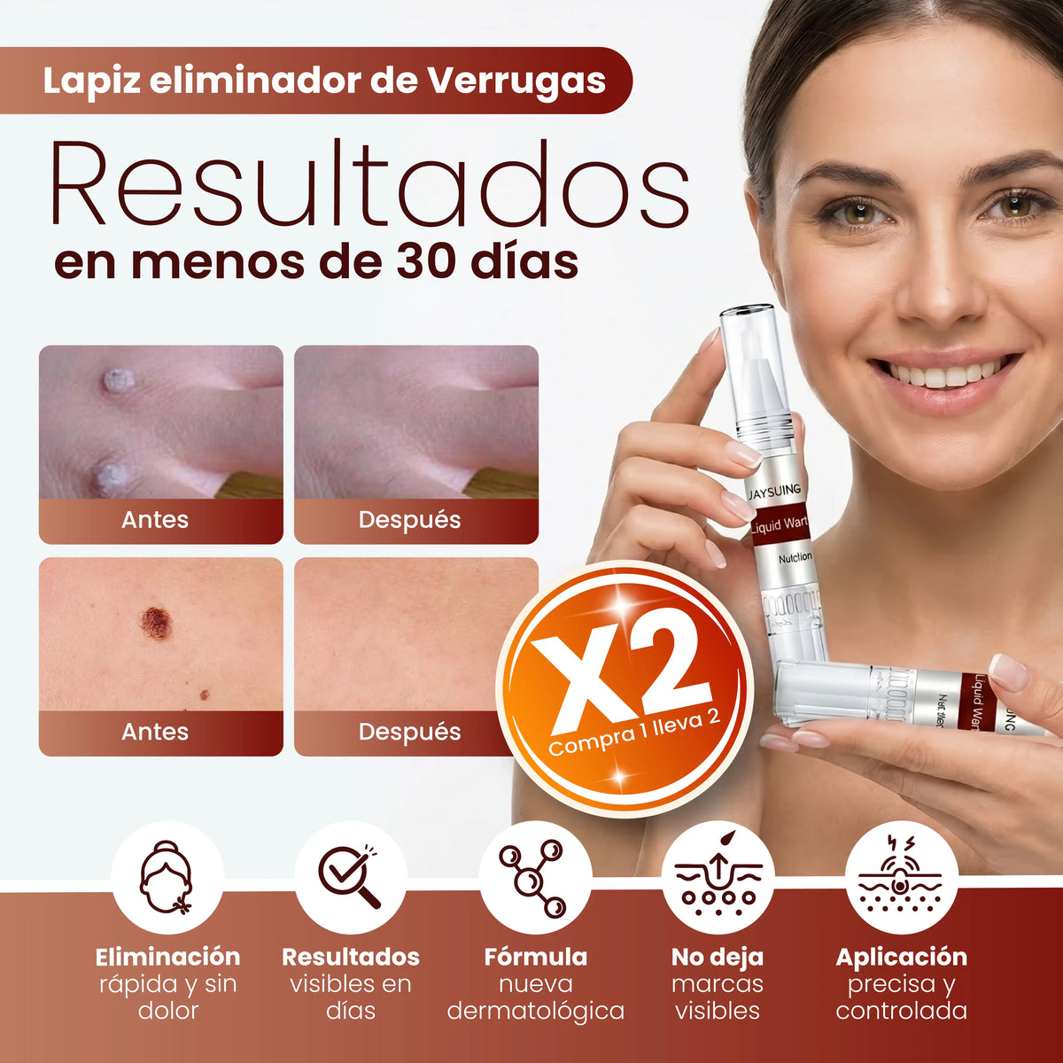 Removedor Rápido de Verrugas y Acné con Punta de Precisión - Pack 2