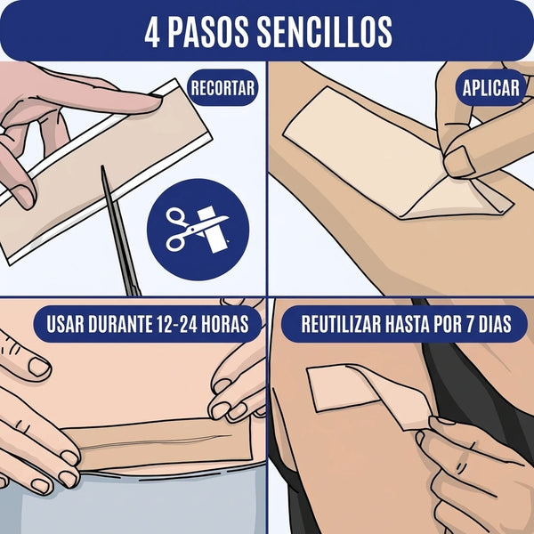 Persona aplicándose cinta de silicona cómodamente